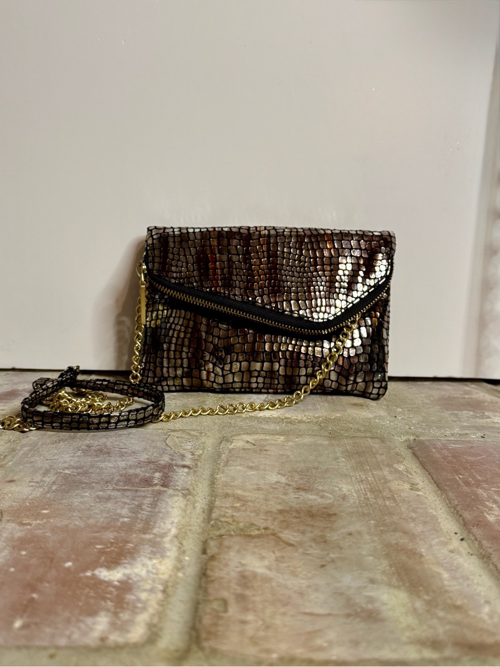 HOBO “Daria” Metallic Snake Print Leather Crossbody/Wristlet Convertible
